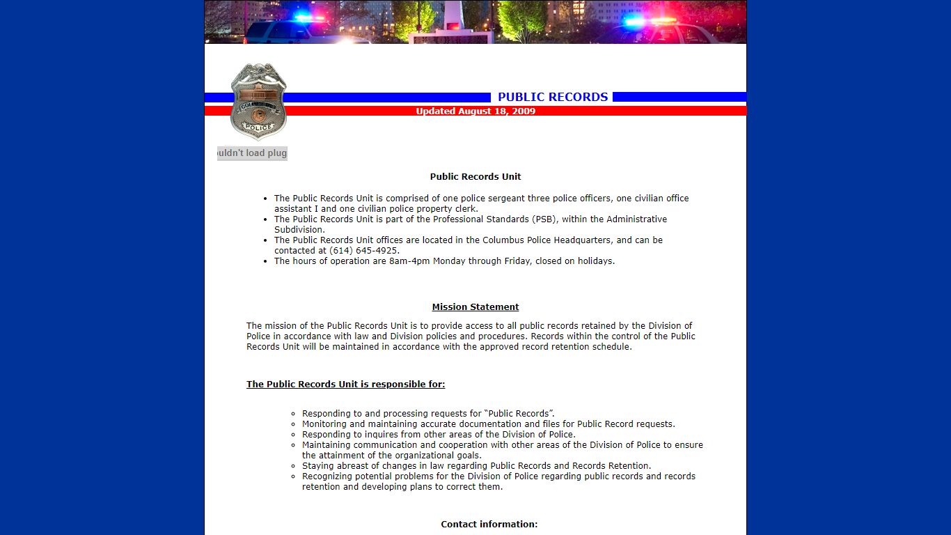 Public Records - Columbus Division of Police